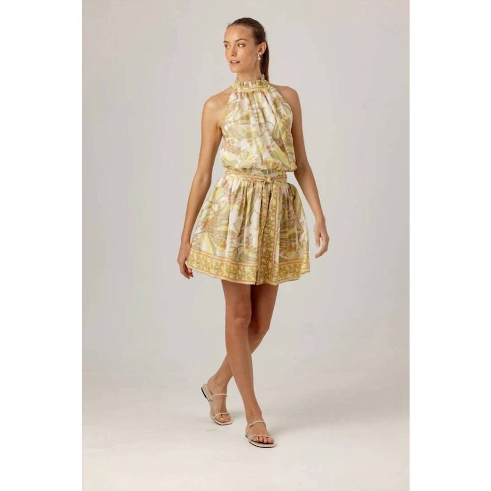 Sundays Printed Lizette Halter Mini Dress in Vintage Botanic L